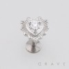 SUNBURST HEART CZ 316L SURGICAL STEEL THREADLESS PUSH-PIN LABRET SET